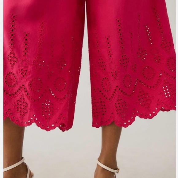 By Anthropologie Wide-Leg Eyelet Crop Pants - Picture 4 of 4